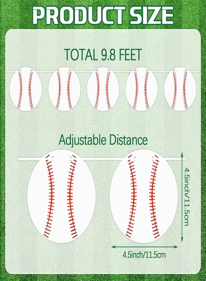 MARFOREVER Pre-Strung 6 Pieces Baseball Banner Baseball Party Decorations, Base Ball Paper Garland Bunting Decor for Sports Theme Birthday Baby Shower Party Supplies Favors - Image 3